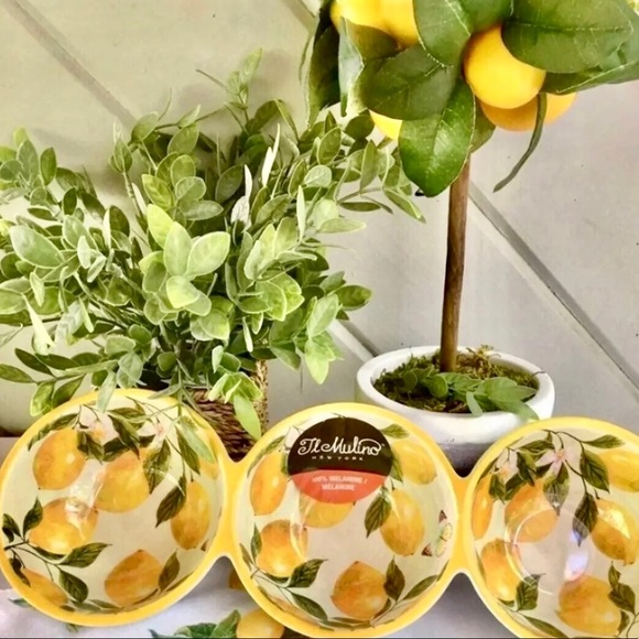 Il Mulino Three Condiment/Dipping Bowls Melamine Lemons New - Picture 2 of 4